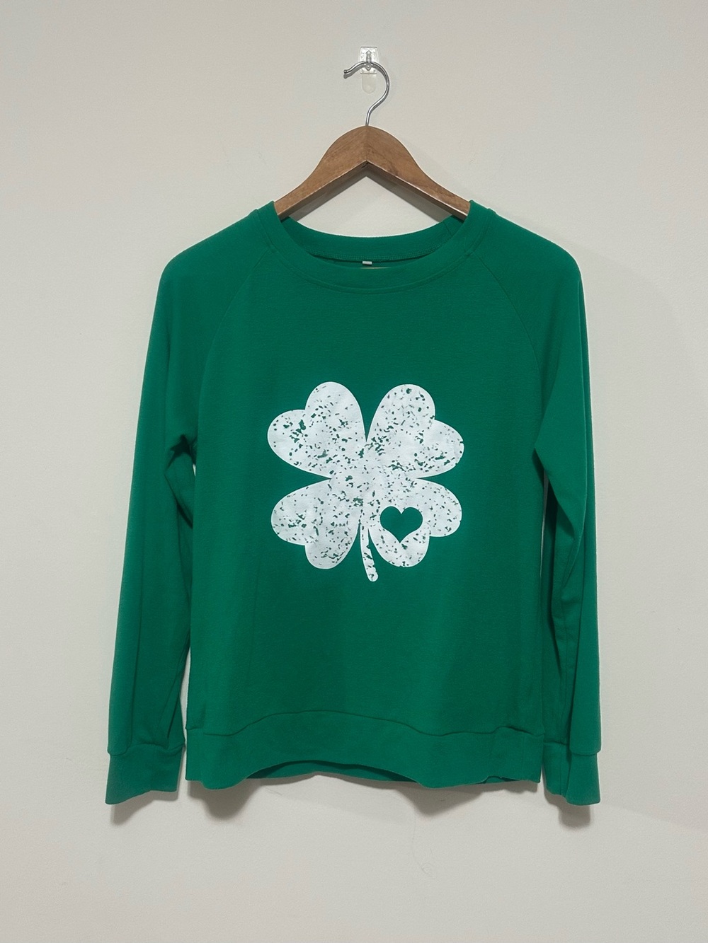 St. Patrick's Day Distressed Shamrock Crewneck Sweatshirt Small